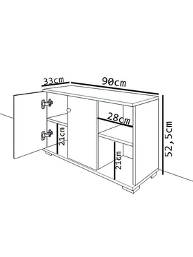 Έπιπλο Εισόδου Deril Pakoworld Λευκό-Sonoma 90x33x52.5εκ