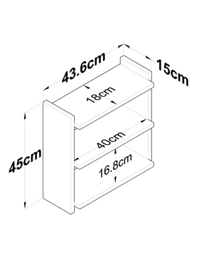 Ραφιέρα Anthia Pakoworld Καρυδί-Λευκό 43.5x15x45εκ