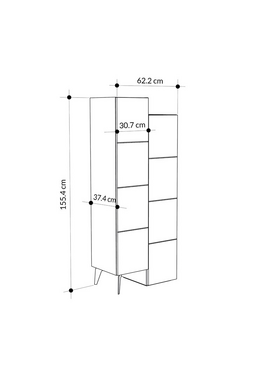 Ντουλάπι-Στήλη Romane Pakoworld Λευκό 62.2x37.4x155.4εκ