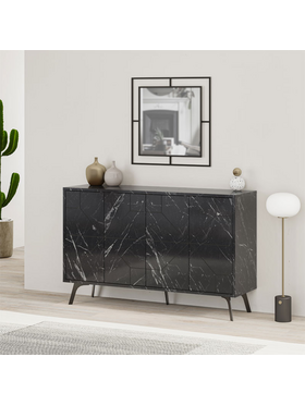 Μπουφές Ursula Pakoworld Μαύρο Μαρμάρου 123x35x77.5εκ