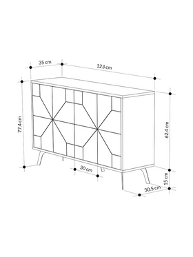 Μπουφές Ursula Pakoworld Μαύρο Μαρμάρου 123x35x77.5εκ