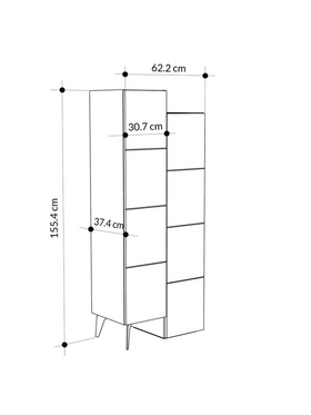 Ντουλάπι-Στήλη Romane Pakoworld Φυσικό 62.2x37.4x155.4εκ