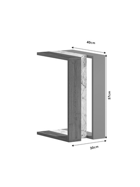 Βοηθητικό Τραπέζι Muju Pakoworld σε 3 Χρώματα Φυσικό-Λευκό Μαρμάρου-Μόκα 40x30x57εκ