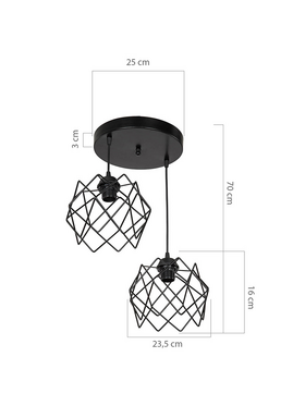 Φωτιστικό Οροφής Δίφωτο pwl-1021 Pakoworld ε27 Μαύρο Φ40x70εκ