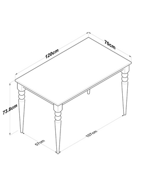 Τραπέζι Rosette Pakoworld Φυσικό-Λευκό 120x70x73.8εκ