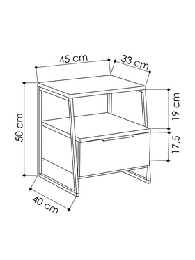 Κομοδίνο Johana Pakoworld Μαύρο-oak 45x40x50εκ