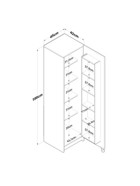 Ντουλάπα Κουζίνας Amre Pakoworld Λευκό 45x42x180εκ