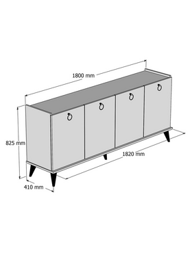 Μπουφές Lireta Pakoworld Μελαμίνης Καρυδί-Μαύρο 182x41x82.5εκ