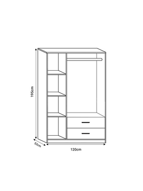 Ντουλάπα Ρούχων Edritte Pakoworld Τρίφυλλη με Συρτάρια Ανοιχτό Καρυδί Μελαμίνη 120x52x195εκ