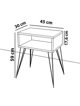 Κομοδίνο Naida Pakoworld Λευκό Μελαμίνης 45x30x59εκ