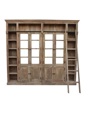 Βιβλιοθήκη Librardy Inart Lime Wash Μασίφ Mango Ξύλο 247x35x220εκ