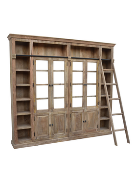 Βιβλιοθήκη Librardy Inart Lime Wash Μασίφ Mango Ξύλο 247x35x220εκ