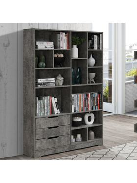Βιβλιοθήκη Lucinda Pakoworld Γκρι oak 120x29.8x180.5εκ