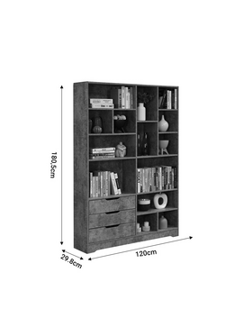 Βιβλιοθήκη Lucinda Pakoworld Γκρι oak 120x29.8x180.5εκ