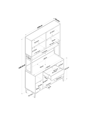 Mπουφές με Ράφι Eramise Pakoworld Λευκό Μελαμίνης 120x40x198.6εκ