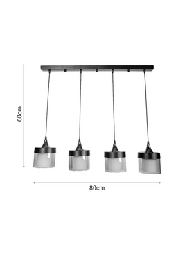 Φωτιστικό Οροφής Τετράφωτο Tigly Pakoworld Μαύρο Μέταλλο 80x20x60εκ
