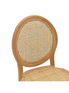 Καρέκλα Camil Pakoworld Φυσικό Ξύλο Οξιάς-Φυσικό Rattan 45x50x94εκ