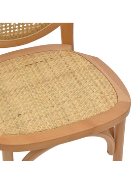 Καρέκλα Camil Pakoworld Φυσικό Ξύλο Οξιάς-Φυσικό Rattan 45x50x94εκ