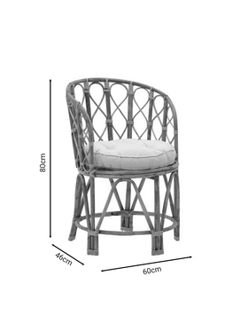 Πολυθρόνα Rostan Inart Φυσικό Rattan με Μαξιλάρι 60x46x80εκ