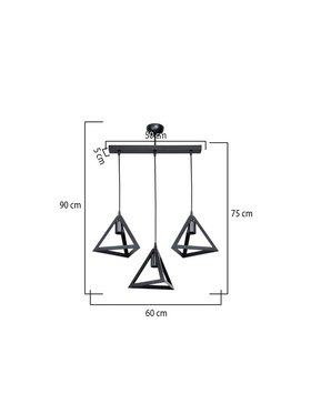 Φωτιστικό Οροφής Τρίφωτο Lich Pakoworld pp σε Μαύρη Απόχρωση 60x24x75εκ