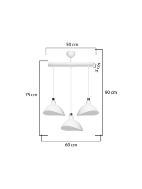 Φωτιστικό Οροφής Τρίφωτο Triha Pakoworld pp σε Λευκή Απόχρωση 60x22x90εκ