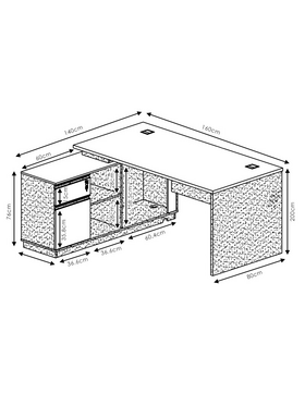 Γραφείο με Δεξιά Γωνία Oscar Pakoworld Καρυδί-Ανθρακί 160x140x76εκ