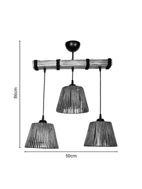 Φωτιστικό Οροφής Τρίφωτο Rapal Pakoworld Καφέ Ξύλο 50x25x86εκ