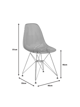 Καρέκλα Adelle Pakoworld pp Διάφανο Γκρι-Inox Πόδι 46x55x81εκ