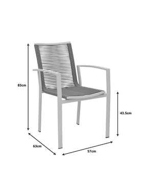 Πολυθρόνα Jonian Pakoworld Στοιβαζόμενη Σαμπανιζέ Αλουμίνιο-Textilene σε Φυσική Απόχρωση 57x63x83εκ
