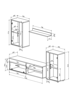 Σύνθετο Σαλονιού Zarifa Pakoworld oak-Μαύρο Μελαμίνης 190x35x190εκ