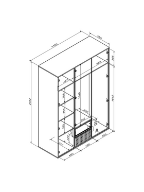 Ντουλάπα Bruse Pakoworld Μελαμίνη σε Sonoma-oak Απόχρωση 148.5x56.5x203.2εκ