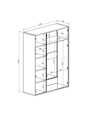 Ντουλάπα Rutenia Pakoworld Μελαμίνη σε oak Απόχρωση 155.7x54x203εκ