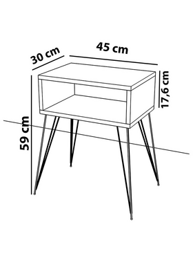 Κομοδίνο Naida Pakoworld Φυσικό-Μαύρο 45x30x59εκ