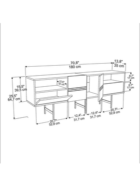 Μπουφές Kevan Pakoworld Εκρού Μαρμάρου-Χρυσό Πόδι 180x35x65εκ