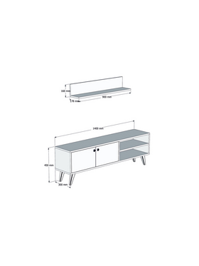 Σύνθετο Σαλονιού Aric Pakoworld Ανθρακί-Καρυδί 140x30x45εκ