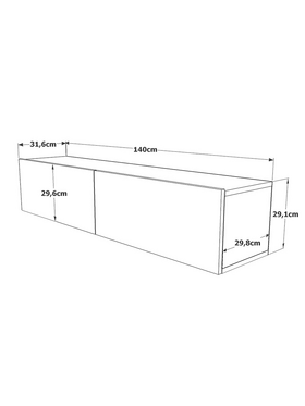 Έπιπλο Τηλεόρασης Επιτοίχιο Dello Pakoworld Ανθρακί-oak 140x31,5x29,5εκ