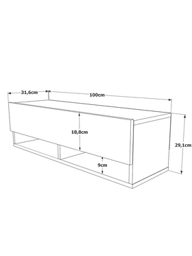 Έπιπλο Τηλεόρασης Επιτοίχιο Roscoe Pakoworld oak 100x31,5x29,5εκ