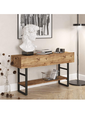 Κονσόλα Vien Pakoworld oak-Μαύρο 139x43x75,5εκ