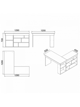 Γραφείο Γωνιακό Rosaline Pakoworld Ανθρακί-oak 120x129x72εκ