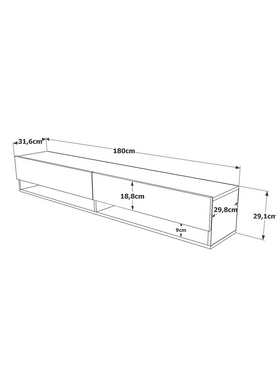 Έπιπλο Τηλεόρασης Επιτοίχιο Roscoe Pakoworld Sonoma 180x31.6x29.6εκ