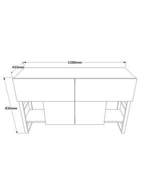 Μπουφές Jaydon Pakoworld Μελαμίνης Φυσικό-Μαύρο 139x43x83.5εκ