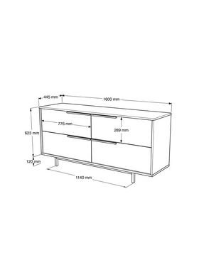 Μπουφές Lebon Pakoworld Μελαμίνης Φυσικό-Μαύρο 160x44.5x74εκ