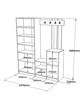 Έπιπλο Εισόδου Doorse Pakoworld Μελαμίνης Ανθρακί-Sonoma 147.5x35x180εκ