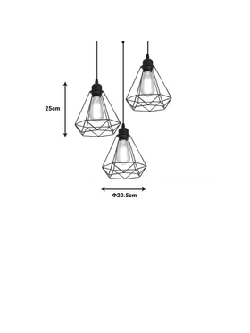 Φωτιστικό Οροφής Τρίφωτο Jabrey Pakoworld Μαύρο Μέταλλο Φ30x25εκ