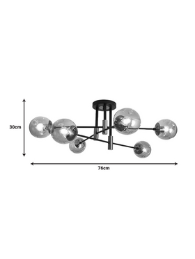 Φωτιστικό Οροφής Πολύφωτο Catrene Pakoworld Μαύρο Μέταλλο-Γυαλί 76x30εκ