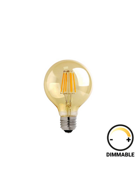 Λαμπτήρας led g80 Bulb Pakoworld Dimmable 8w e27 Amber