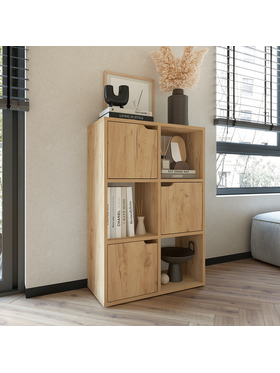 Βιβλιοθήκη Bookel Pakoworld Μελαμίνης σε oak Απόχρωση 59.5x27.5x89εκ