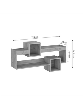 Ραφιέρα Τοίχου Shellie Pakoworld Μελαμίνης σε oak Απόχρωση 120x28x65εκ