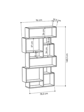 Βιβλιοθήκη Karmato Pakoworld Χρώμα Φυσικό 96x25,5x168,5εκ