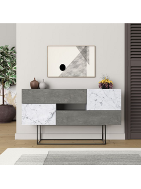 Μπουφές Roberta Pakoworld Γκρι Antique-Λευκό Μαρμάρου 145x40x82εκ